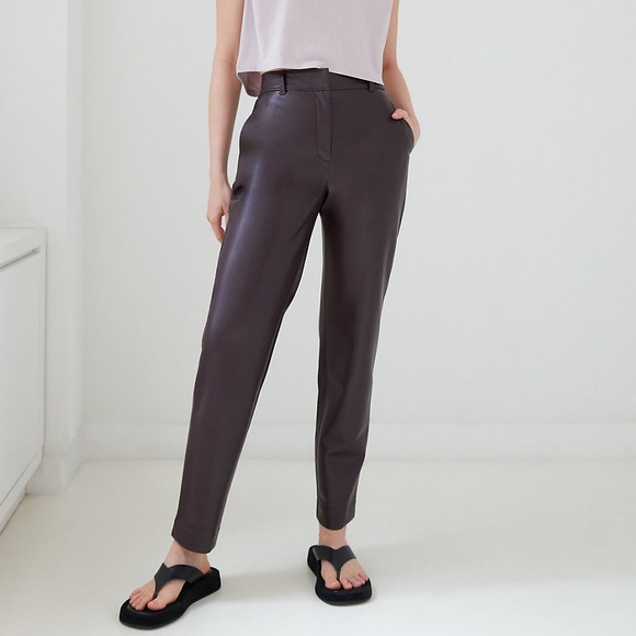 Aritzia Pants - Aritzia Babaton Command Black Vegan Leather Straight Leg Trousers Sz 6